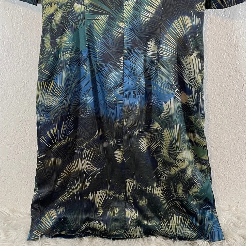 TAHARI Women's Size 10 Green Printed Half Sleeve Knot Bodice Lined Dress - Picture 6 of 8